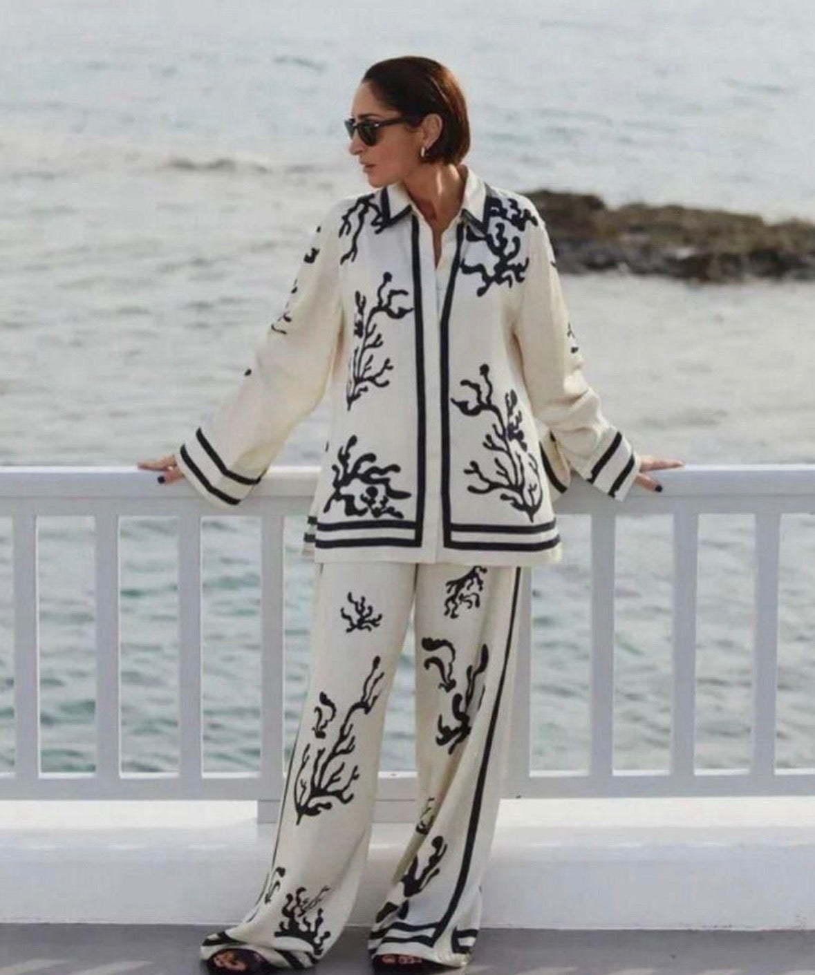 Silk unique design women’s 2 pc shirt and loose pants