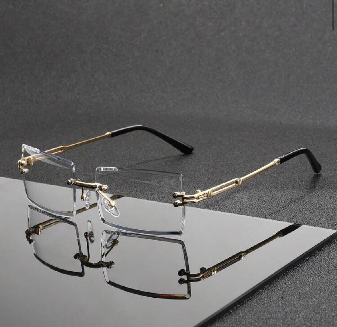 1 Pair Men's Premium Metal Vintage Frameless Square Fashion Glasses