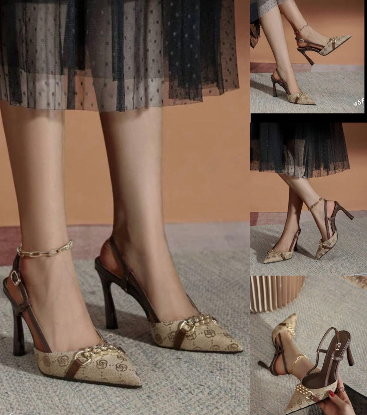 Women’s brown elegant outerwear high heels