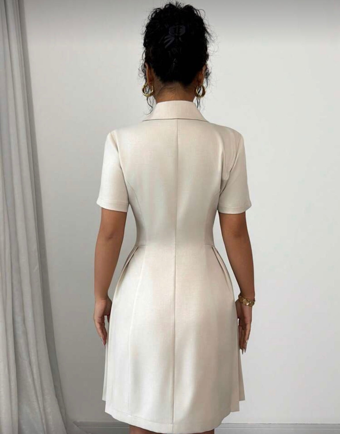 Women’s button formal elegant mid sleeve dress