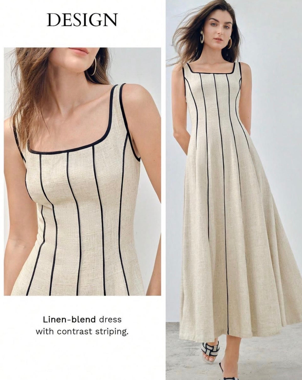 Women’s casual striped sleeveless long white dress