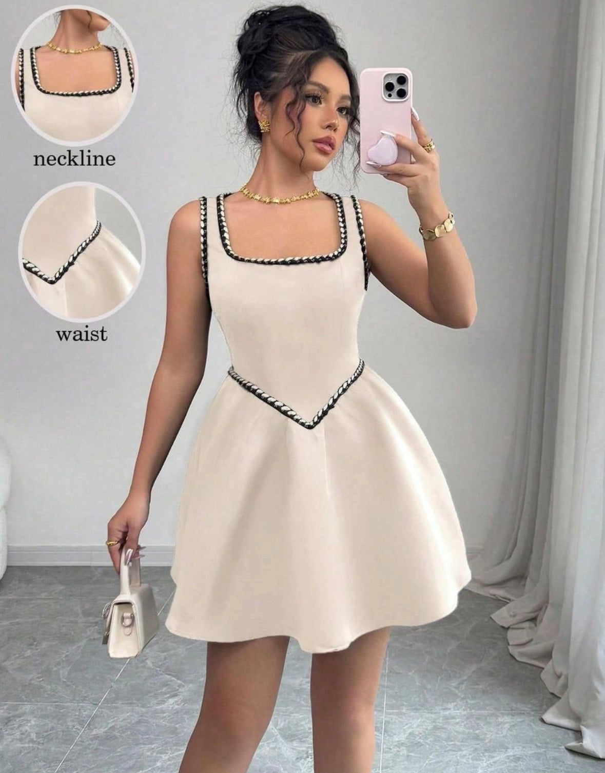 Women's Elegant Chic Tweed Mini Dress, Autumn/Winter