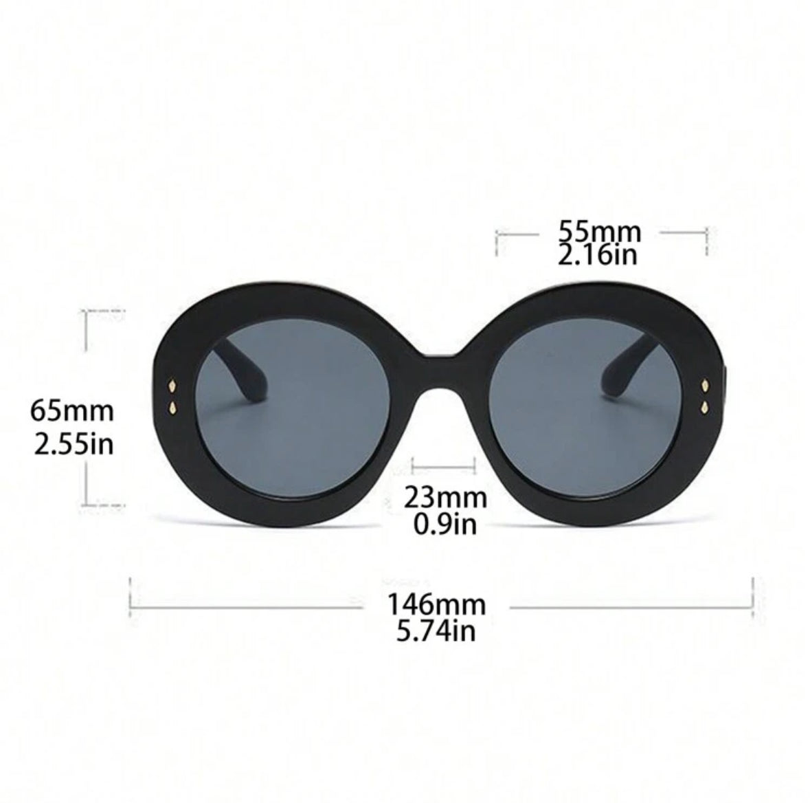 1pair Stylish Women Oversized Round Frame Fashion Glasses