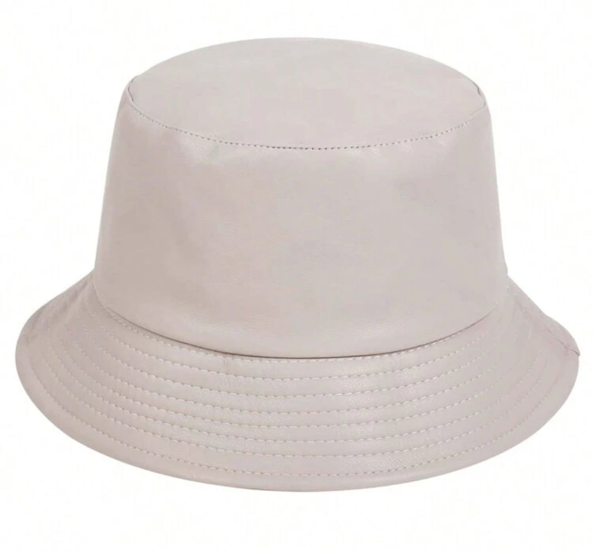 1pc Men's Solid Color PU Leather Bucket Hat