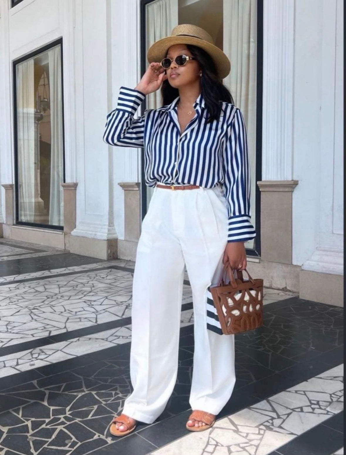 Women’s stripped button up summer elegant long sleeve shirt