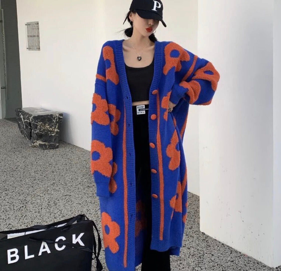 Women’s knitted design button up long coat