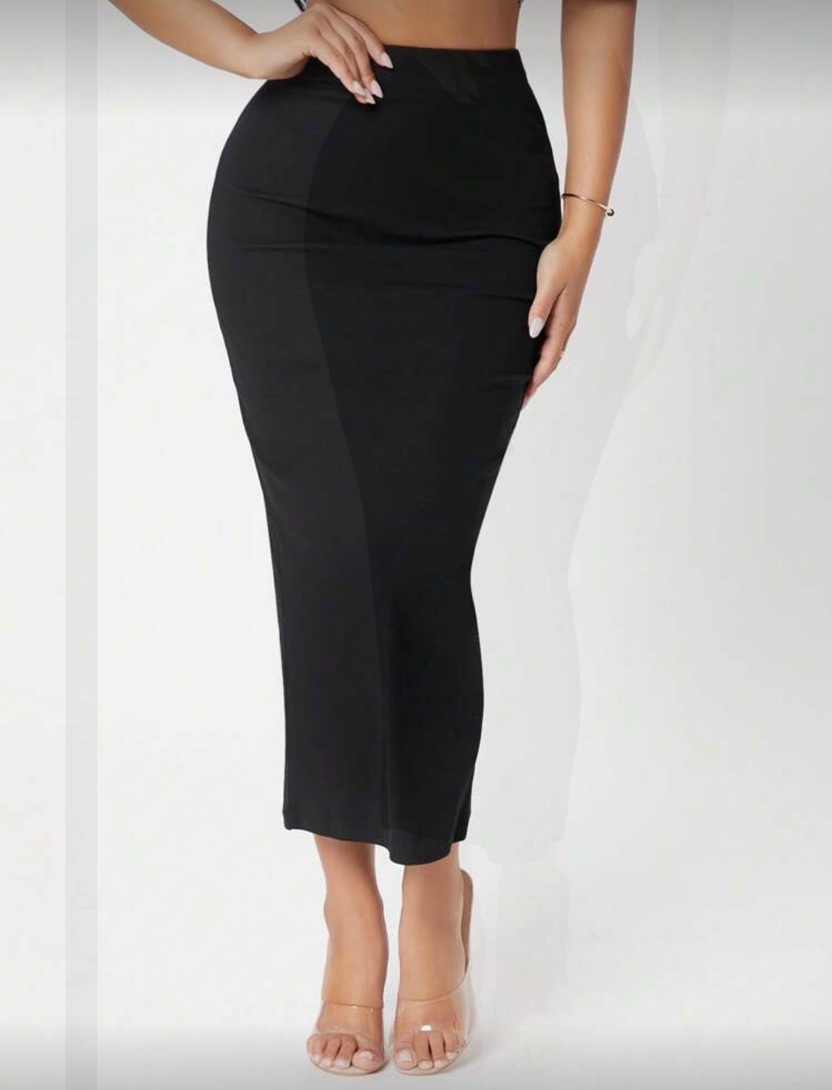 Elegant Solid Color High Waist Slim Fit Skirt, Suitable For Commuting