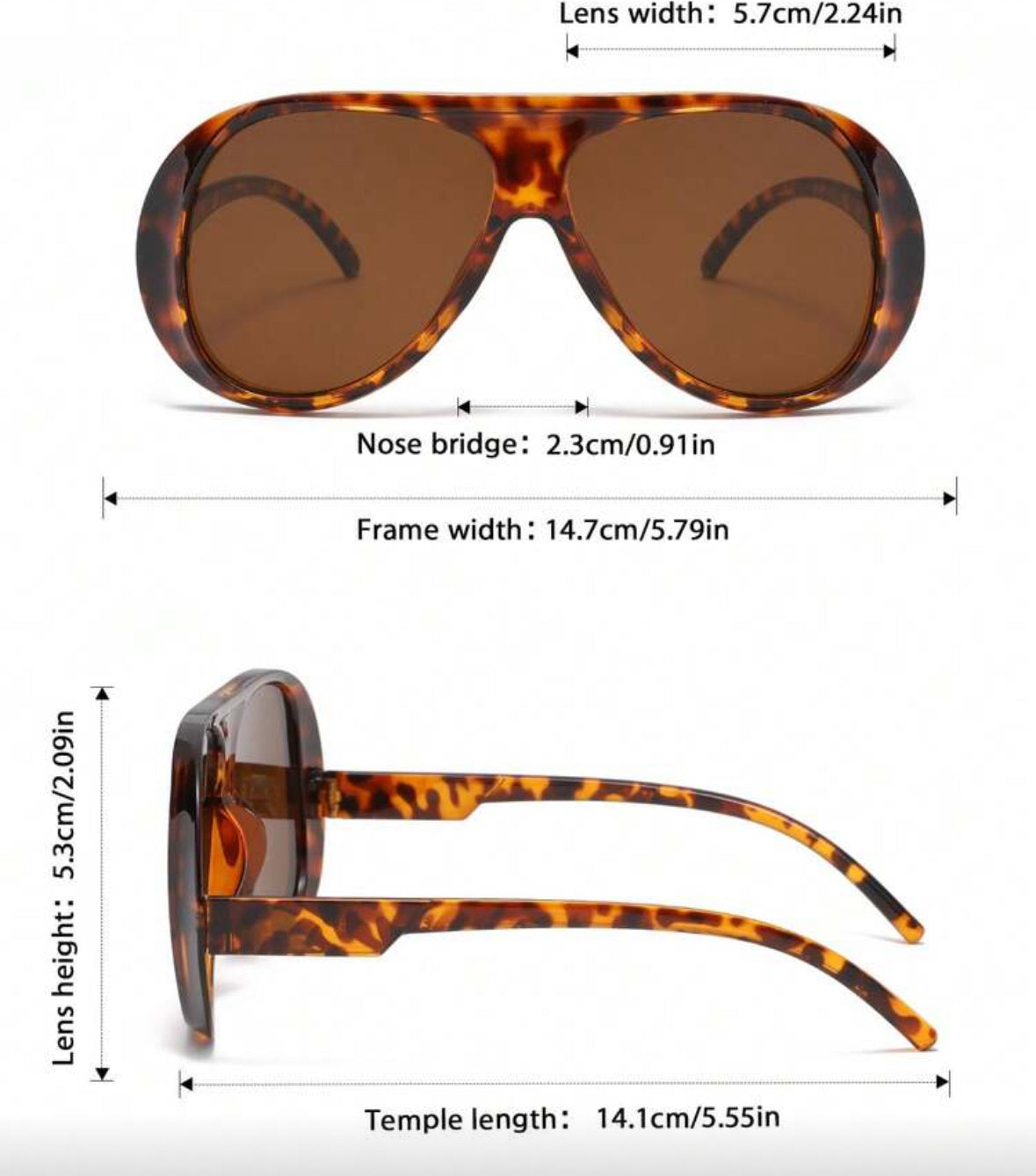 1 pc Women Plastic Cheetah Print Aviator Full Frame Tinted Lens glasses