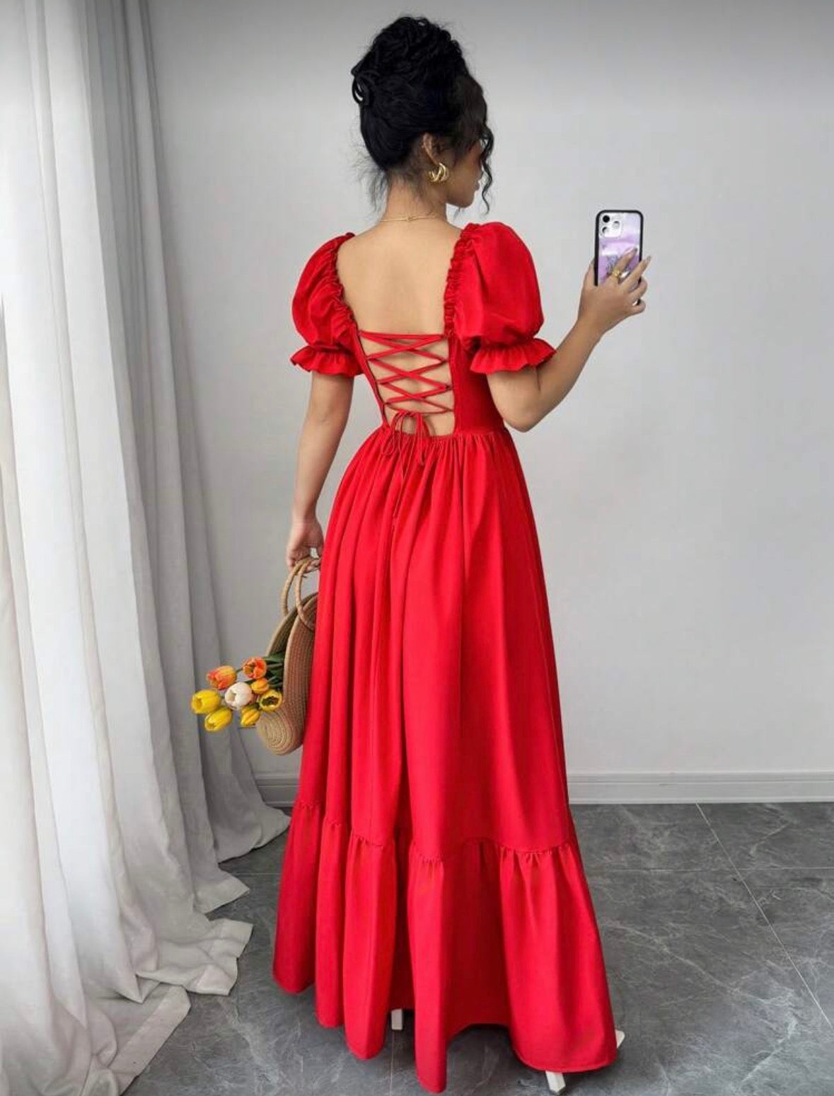 Women’s floral solid colour half sleeve outer ware dress