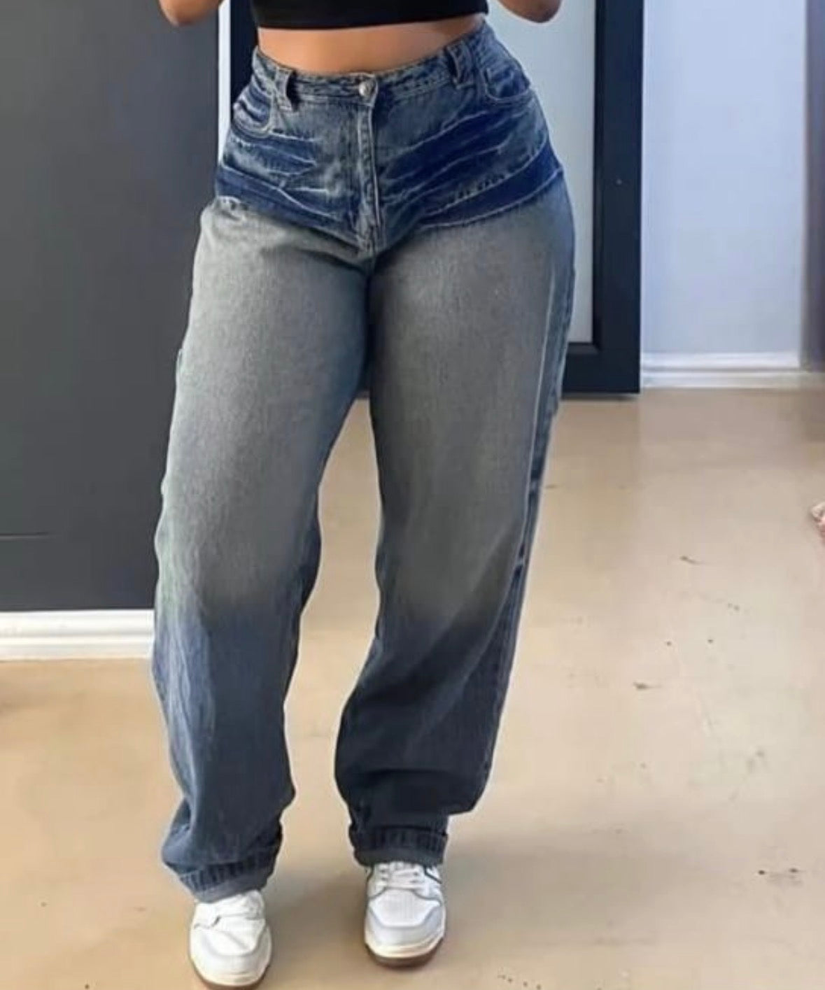 Women’s street waist daily basis casual straight jeans