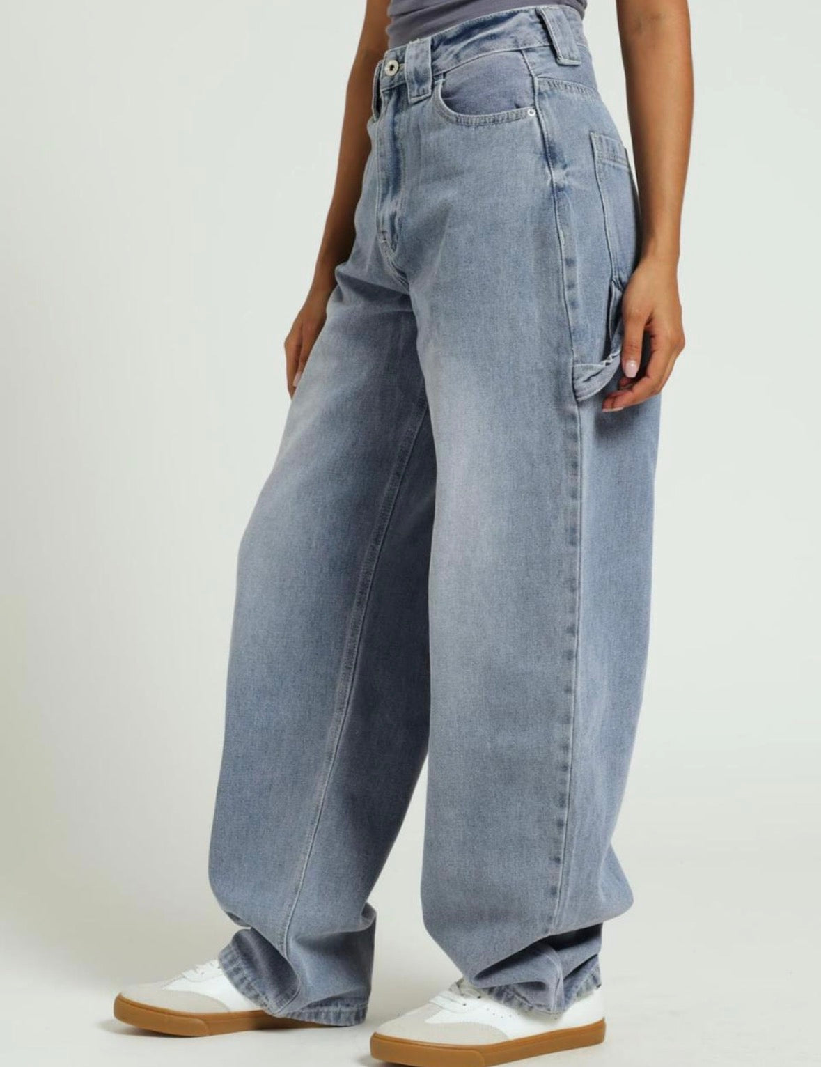 Women’s loose casual street solid colour blue denim jeans