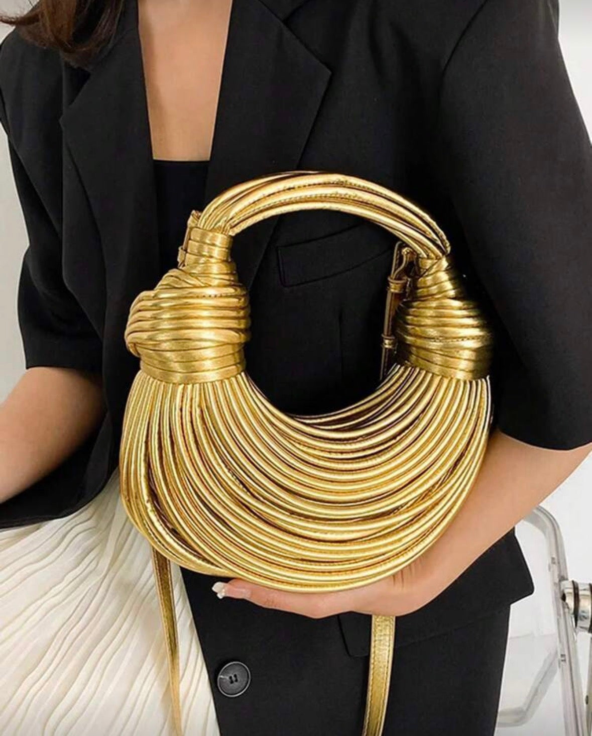 Handbags For Women New Gold Luxury Designer Brand Handwoven Noodle Bags