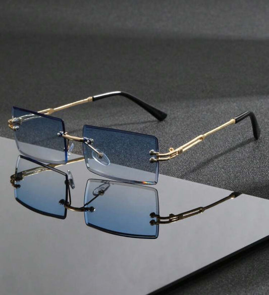 1 Pair Men's Premium Metal Vintage Frameless Square Fashion Glasses