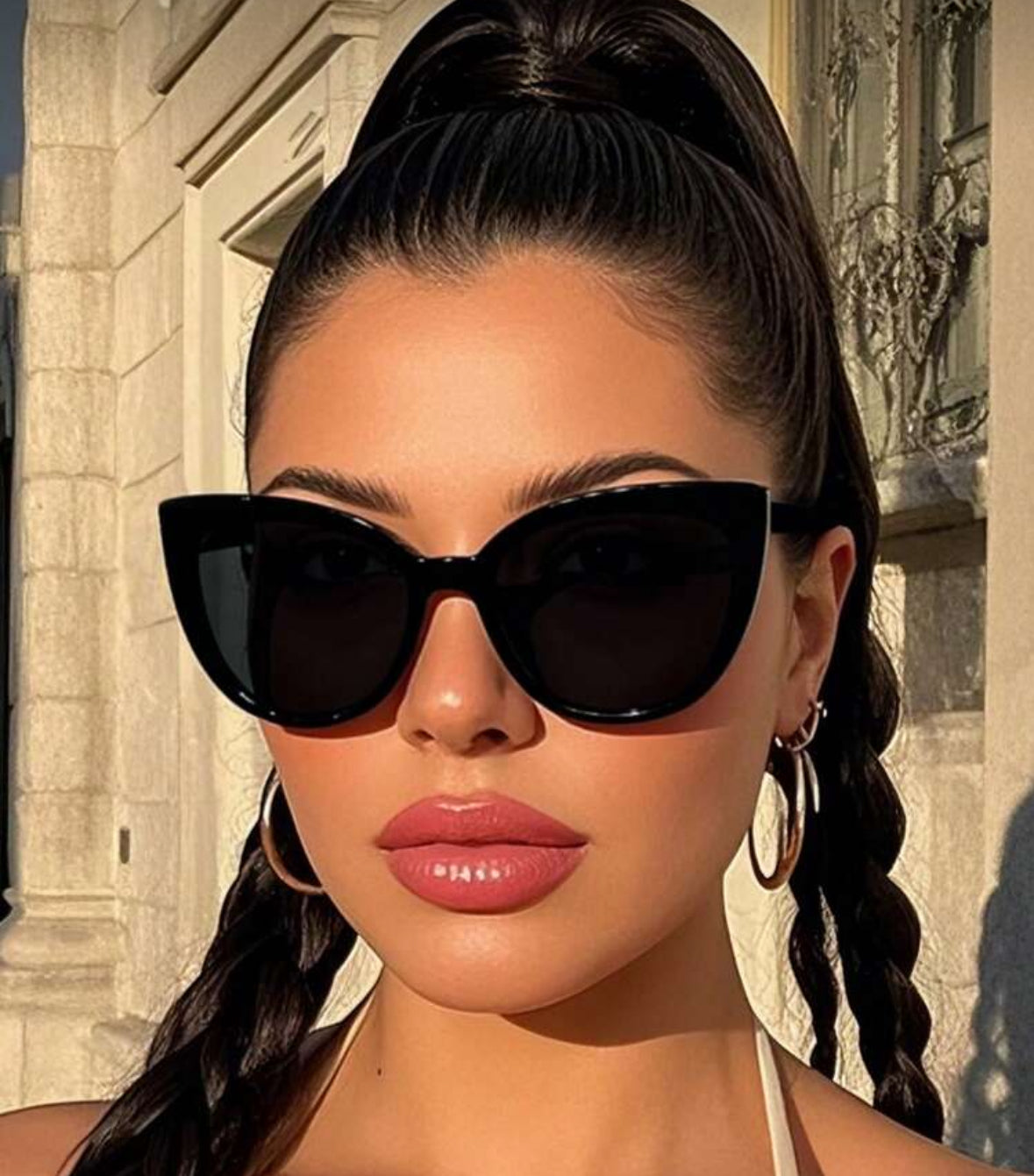 1 Pair Retro Cat-Eye Black Sexy European & American Style Sunglasses