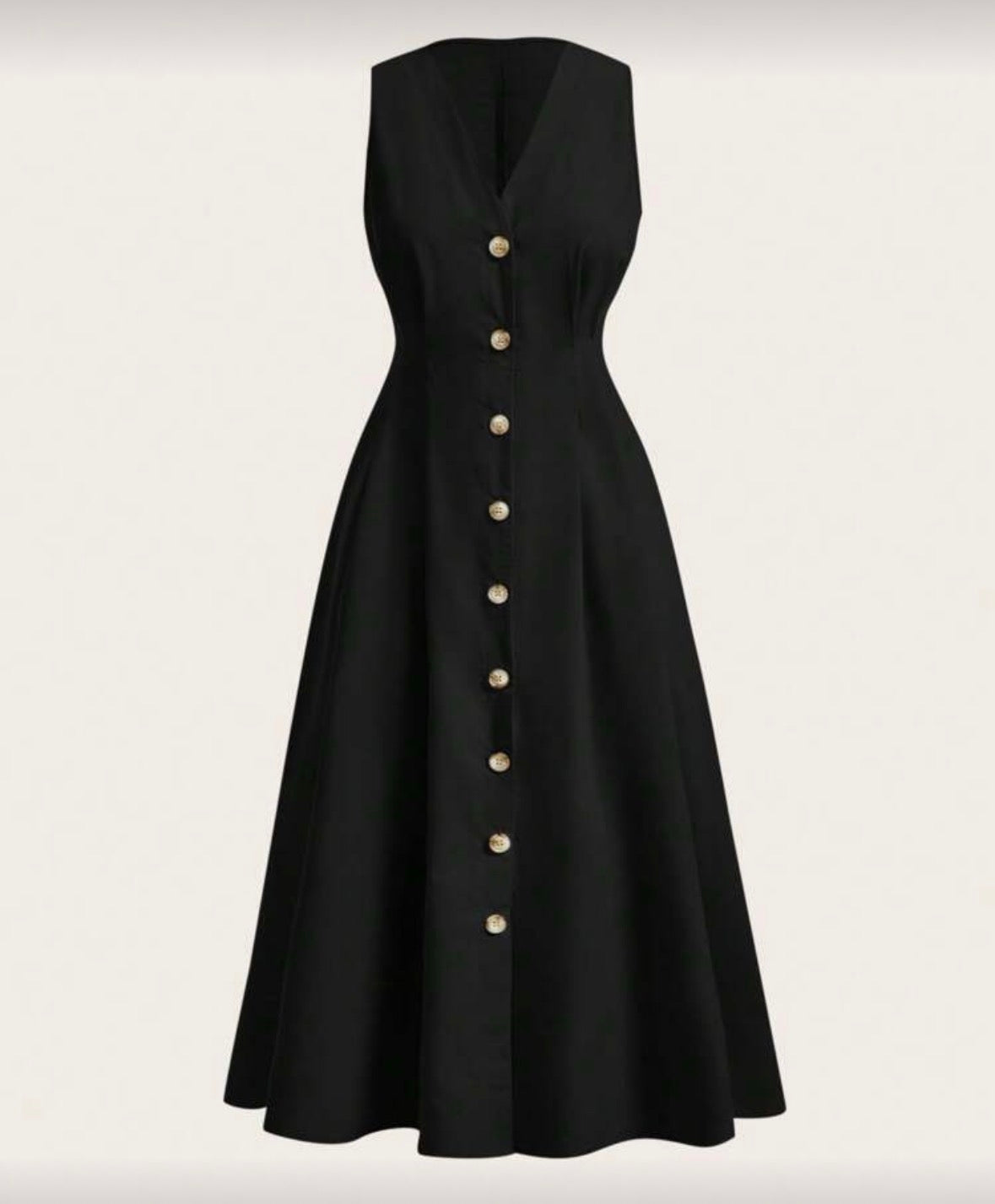 Women’s elegant sleeveless gold metal button long dress