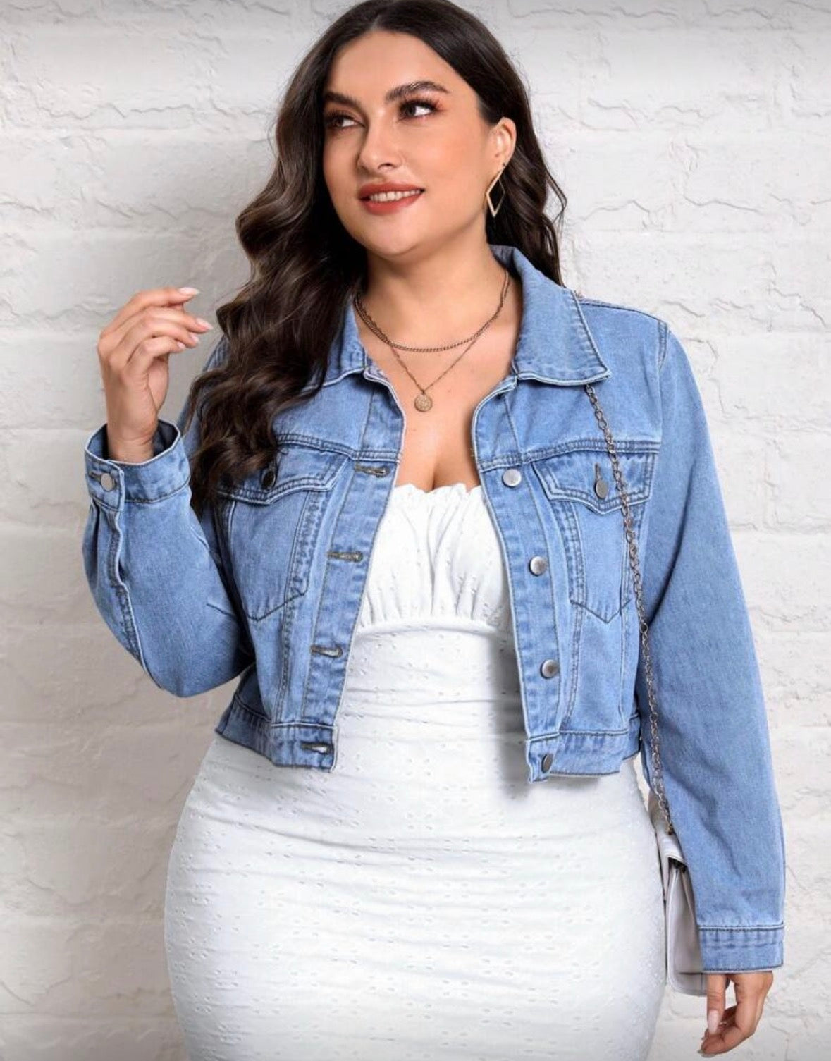 Elegant stylish women’s   Flap Pocket Denim Jacket