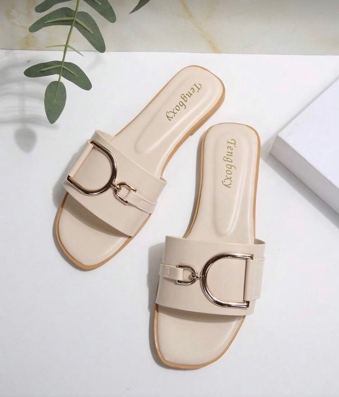 Women's Fashion Flat Sandals With Buckle Decor, Casual Summer Shoes