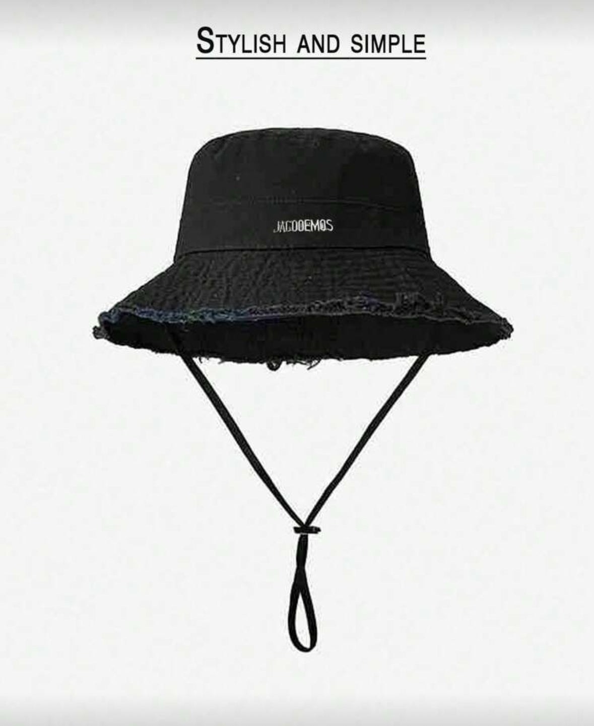 Korean Style Frayed Metal Letter Bucket Hat