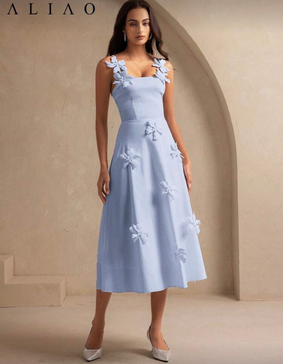 Women’s sling sleeveless brunch outfit wedding elegant dress