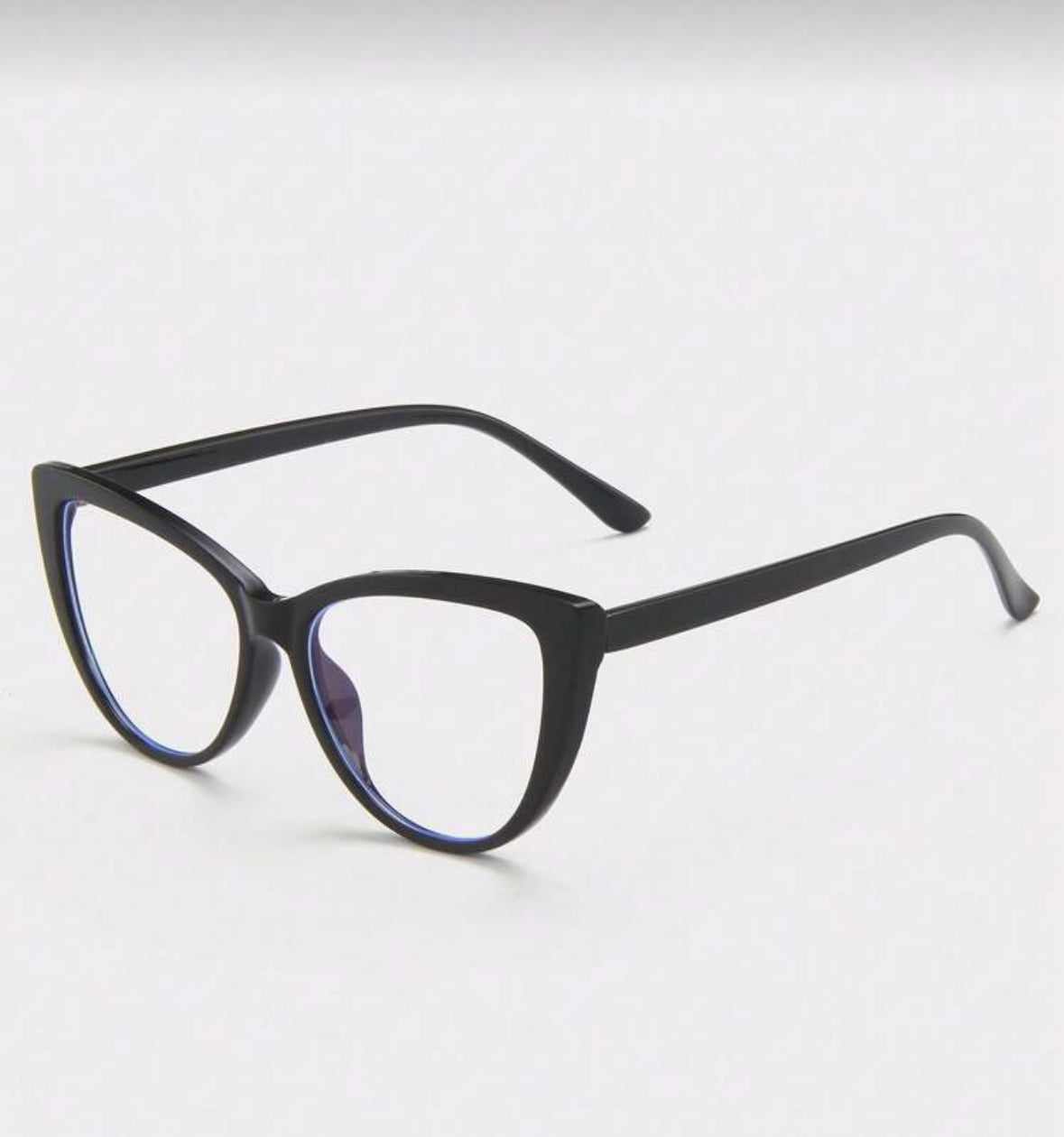 1 Pair Women's Black Cat Eye PC Frame Minimalist Solid Color Versatile Plano Glasses