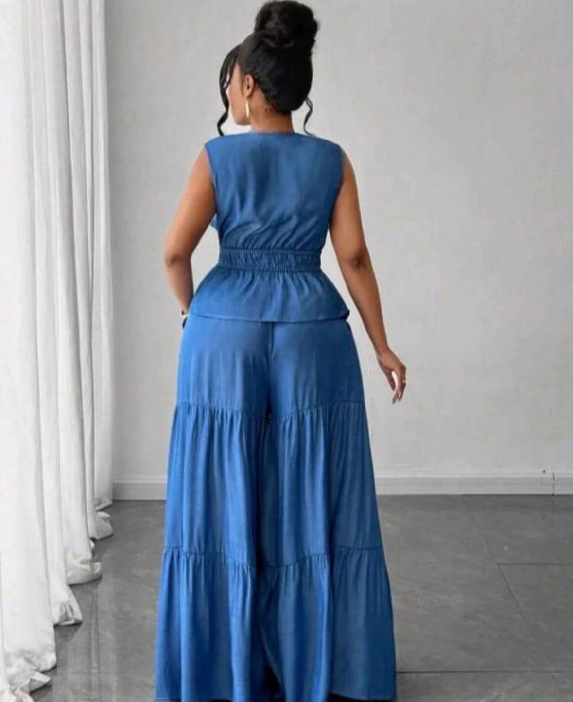 Women's Elegant Tie Shirt And Multi-Layer Patchwork Pants, Two Pieces Set