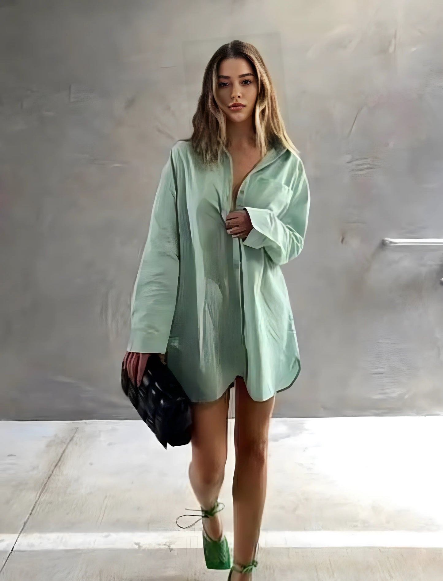 Women’s  Button Down  summer Cover Up Oversized Long Sleeve shirt