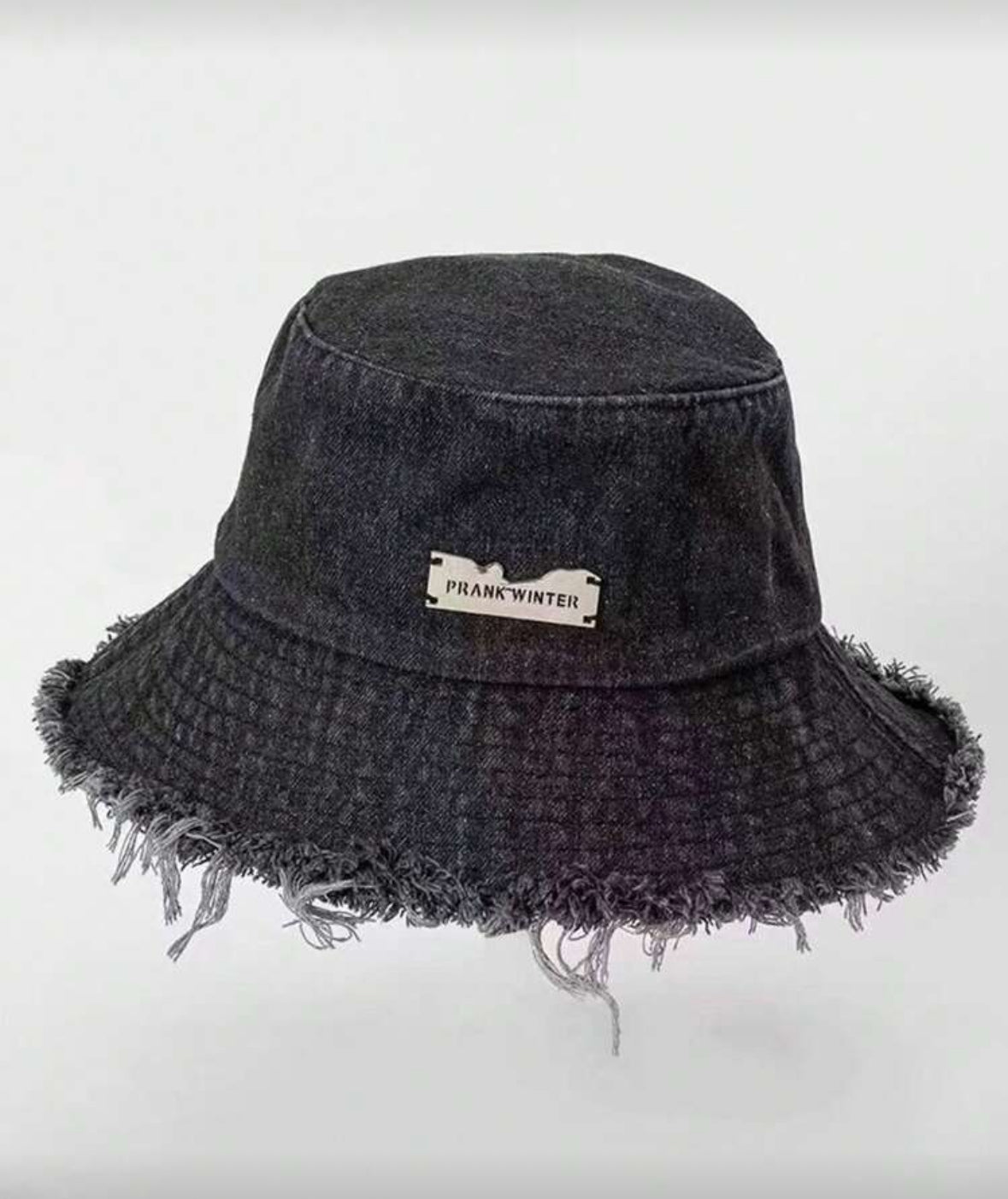 One Women Fringed Washed Denim Bucket Hat, Suitable For Daily Life