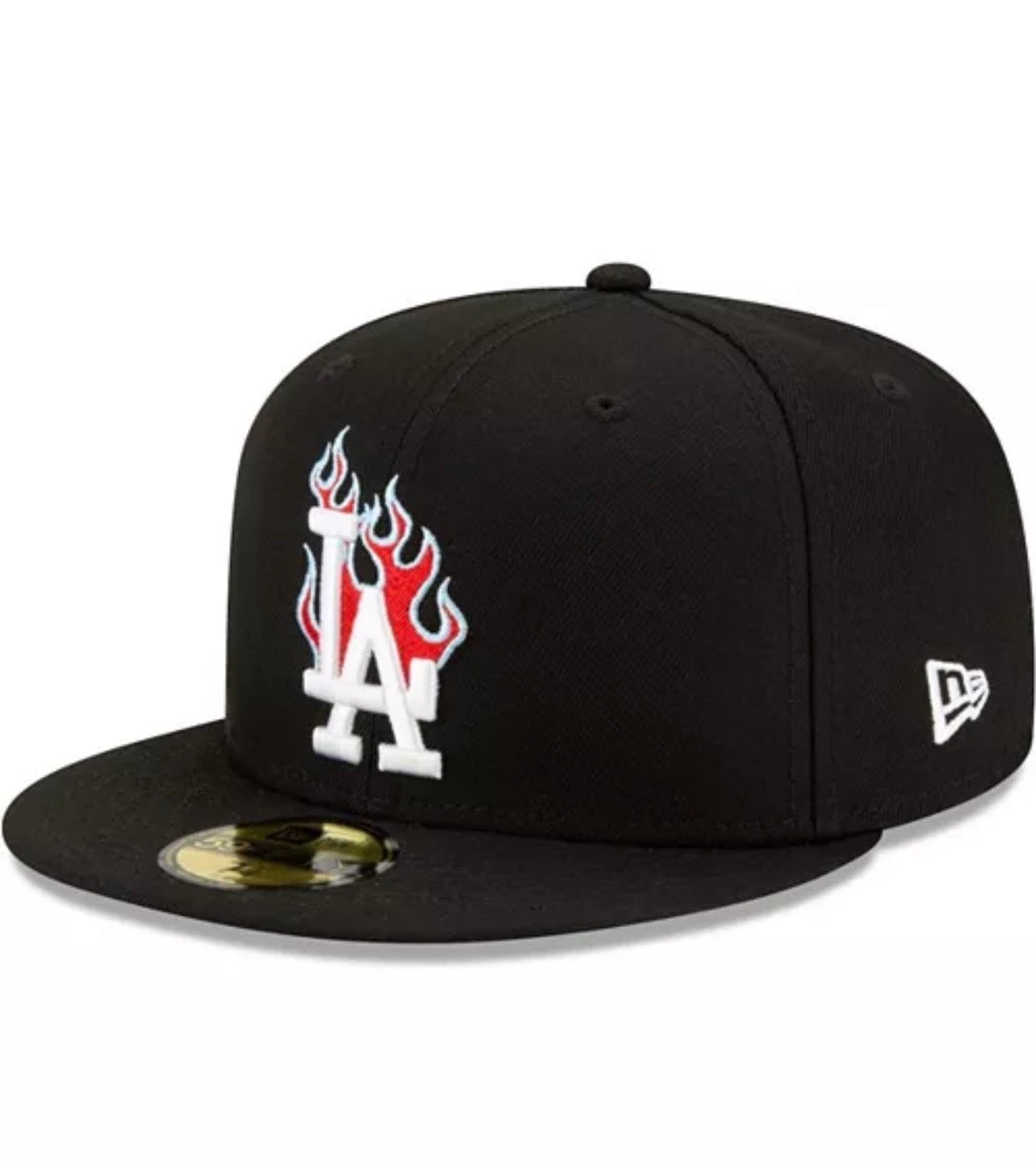 Men’s black Los Angeles dodgers 2020 World Series team fire 59Fifty fitted hat