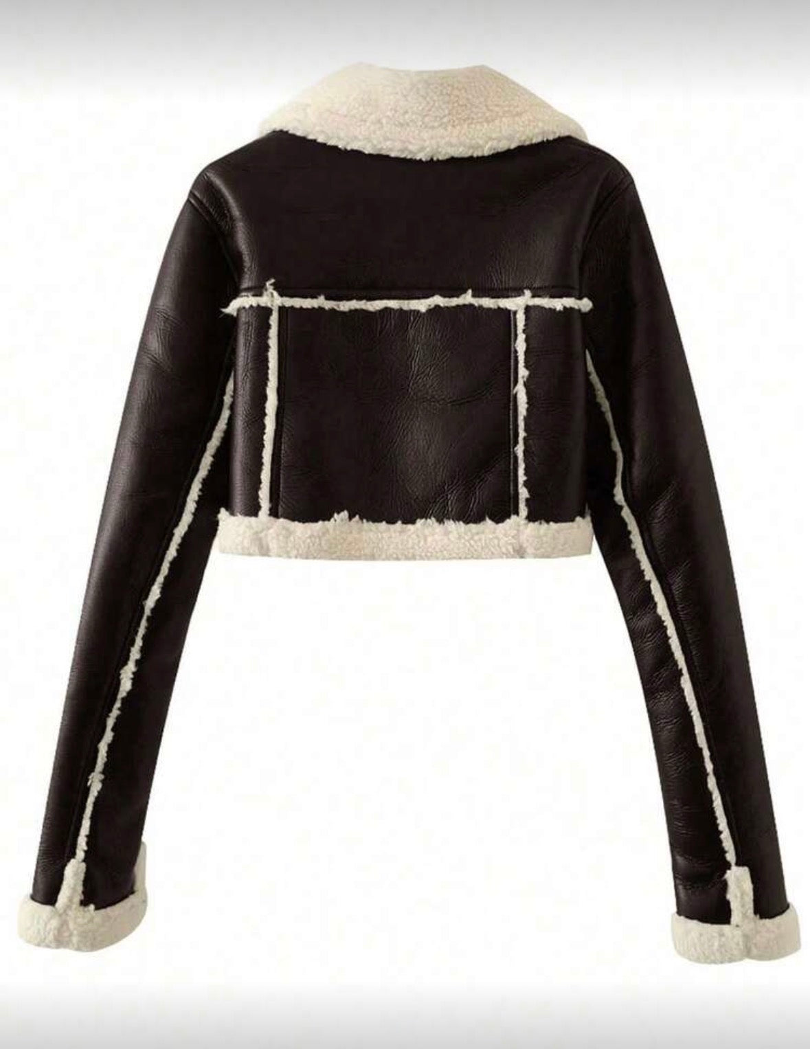 Women’s black fur cropped stylish outerwear winter jacket