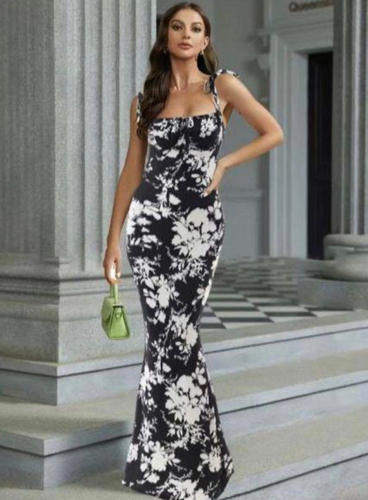 Women’s summer sleeveless long flower pattern dress