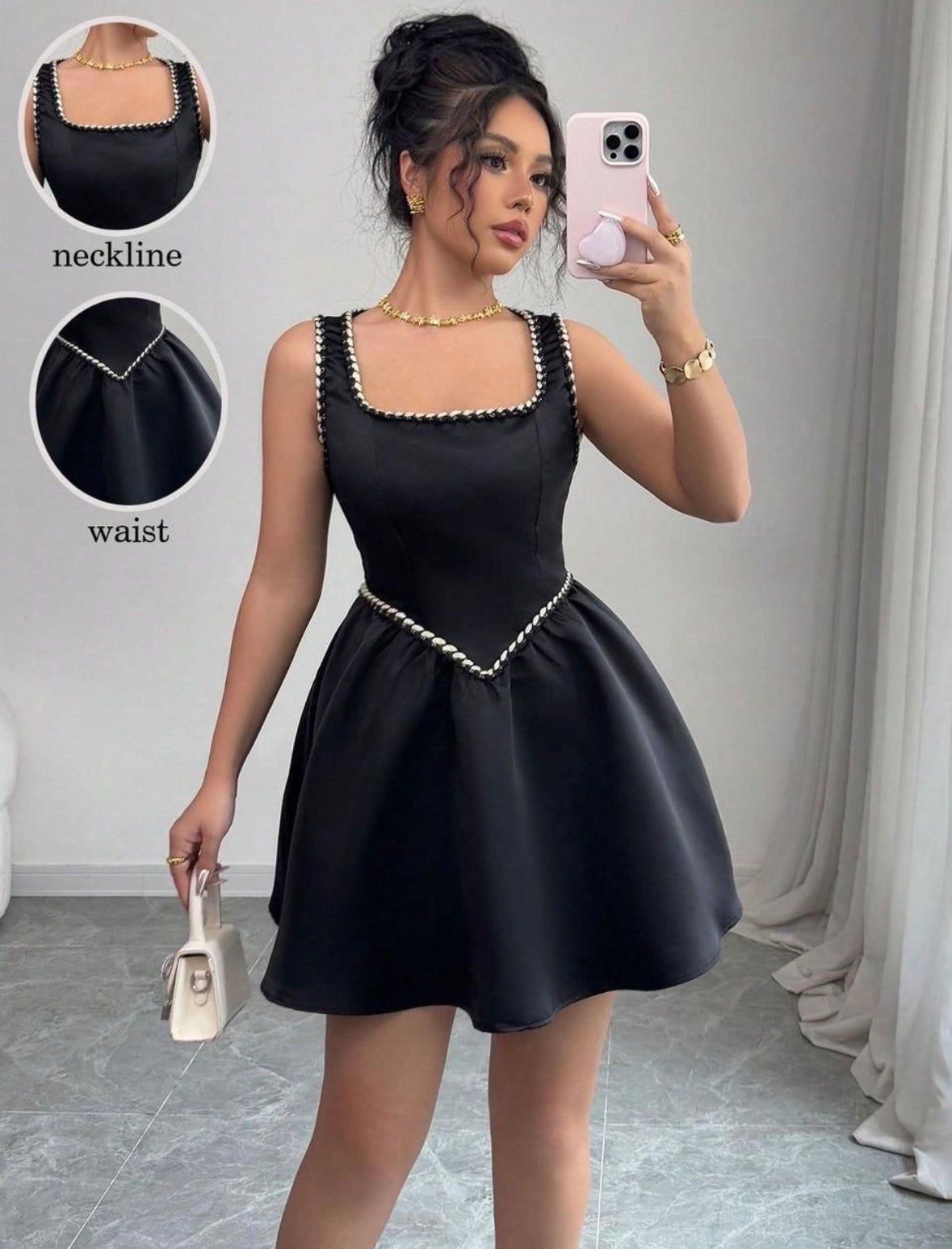 Women's Elegant Chic Tweed Mini Dress, Autumn/Winter