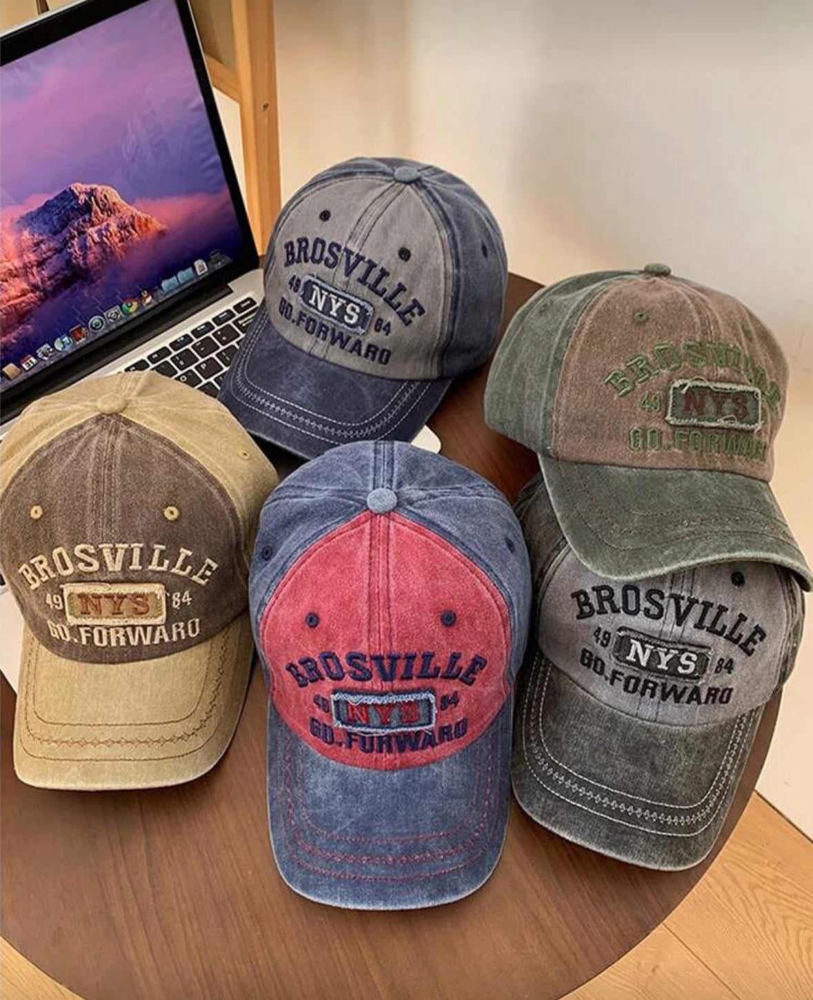 Washed Denim Baseball Cap, Vintage Alphabet Embroidery, Baseball Cap