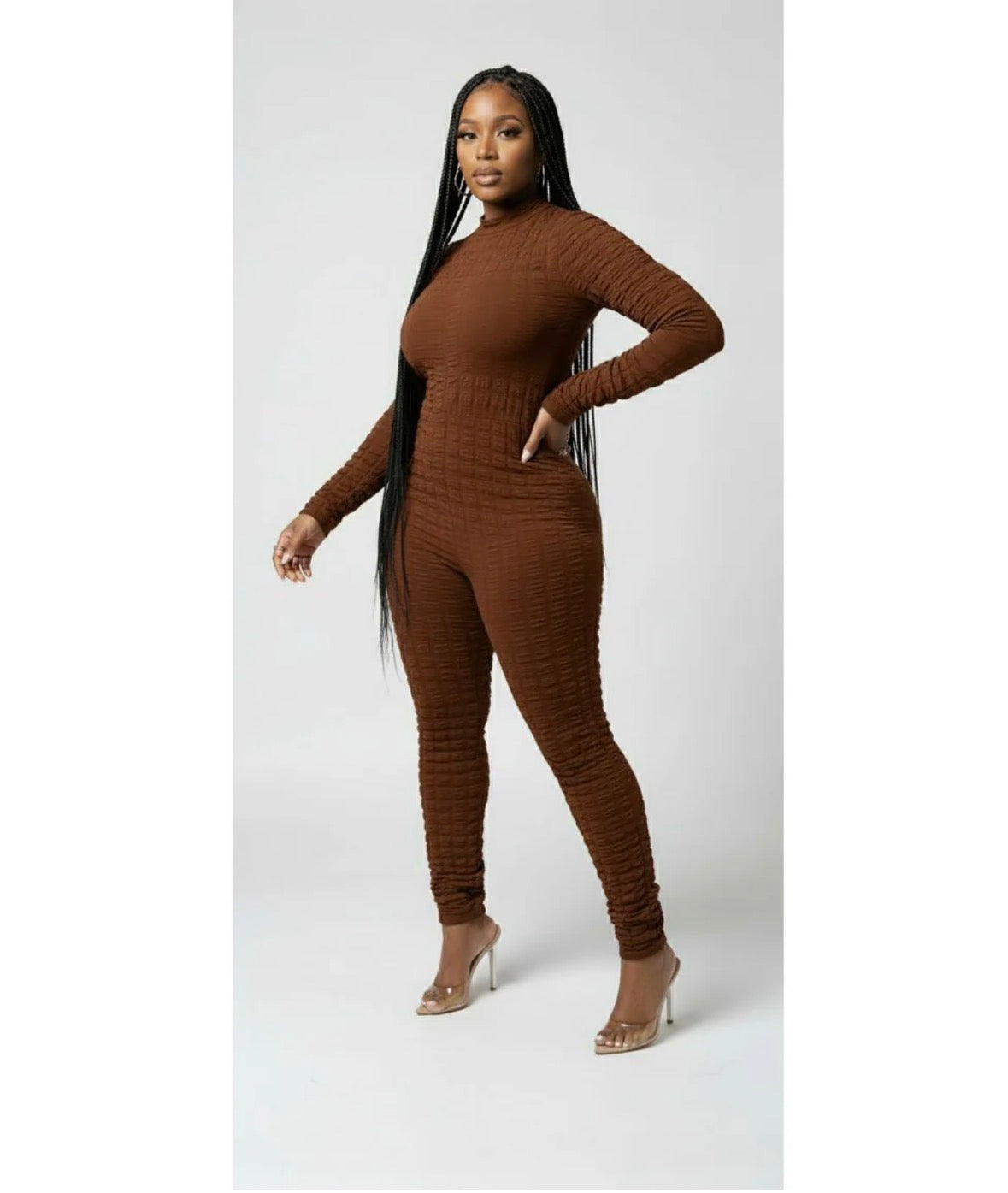 Long women cozy knitted long sleeve bodysuit