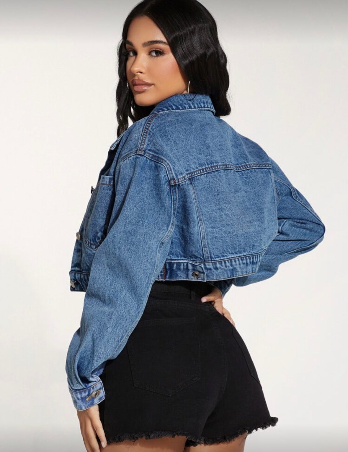 Women's Front Button Long Sleeve Pocket Casual Denim Jacket