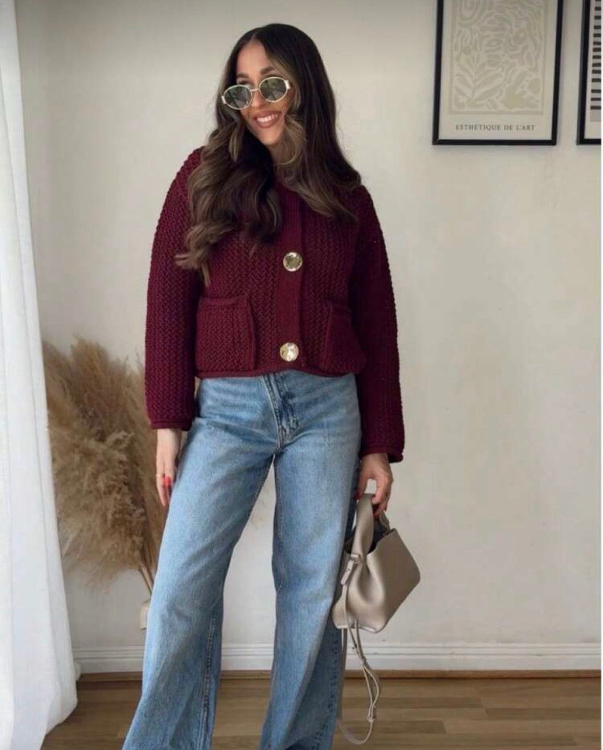 Women’s elegant long sleeve button up solid colour cardigan