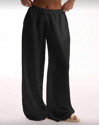 Women’s black string loose baggy solid colour pants