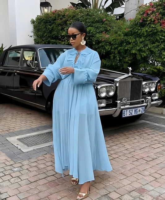 Women’s elegant long sleeve high design long outerwear dress