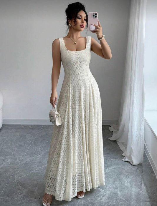 White floral dress sleeveless button