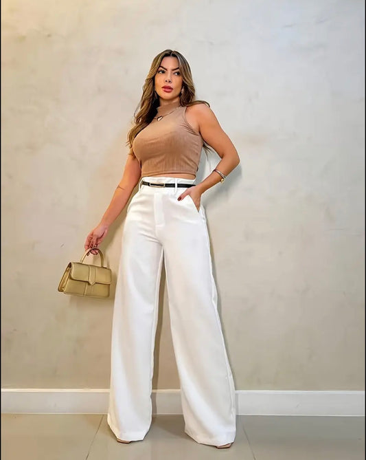 Women’s casual high waist solid colour loose pants