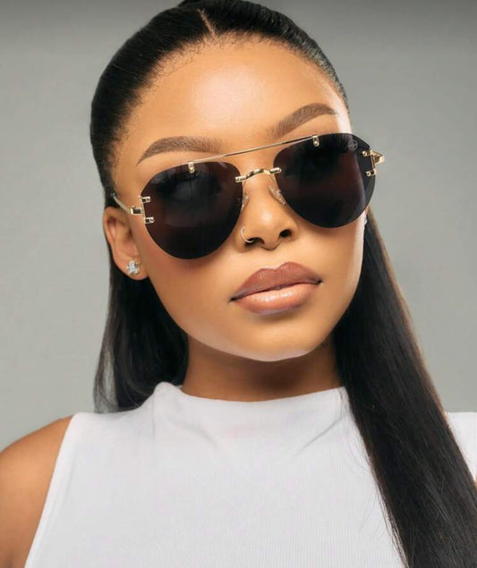 1pc Frameless Metal Pilot Frame Women's Fashion outdoor travel Glasses