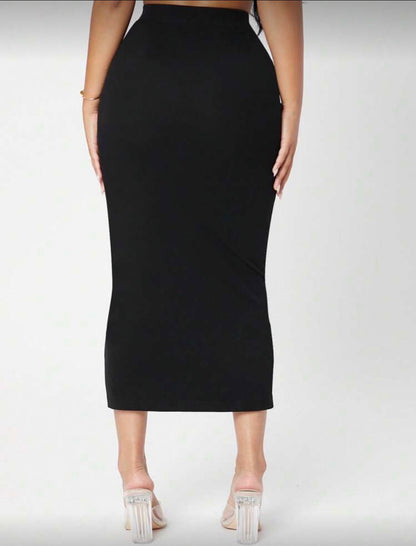 Elegant Solid Color High Waist Slim Fit Skirt, Suitable For Commuting