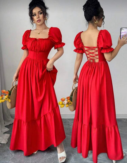 Women’s floral solid colour half sleeve outer ware dress