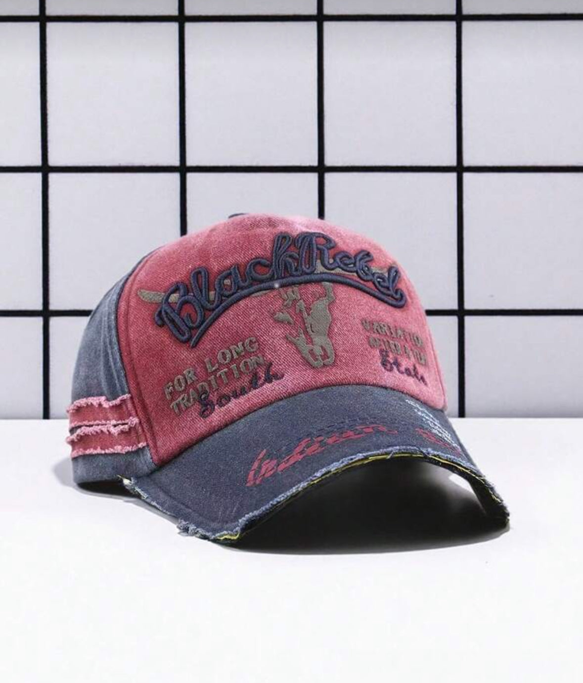 1pc Distressed Washed Baseball Cap - Unisex Vintage Embroidered Snapback Hat