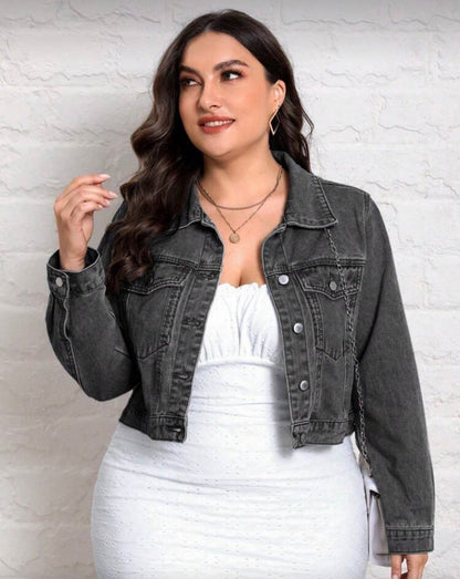 Elegant stylish women’s   Flap Pocket Denim Jacket