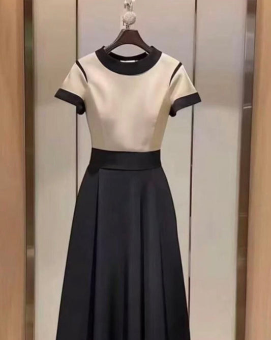 Women’s 2 tone black and brown shirt long mid sleeve dress