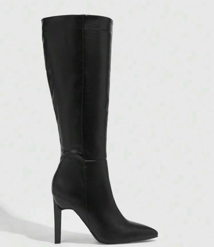 Solid Color Fashion Over-The-Knee Boots, Heels Suitable For Party Outfits