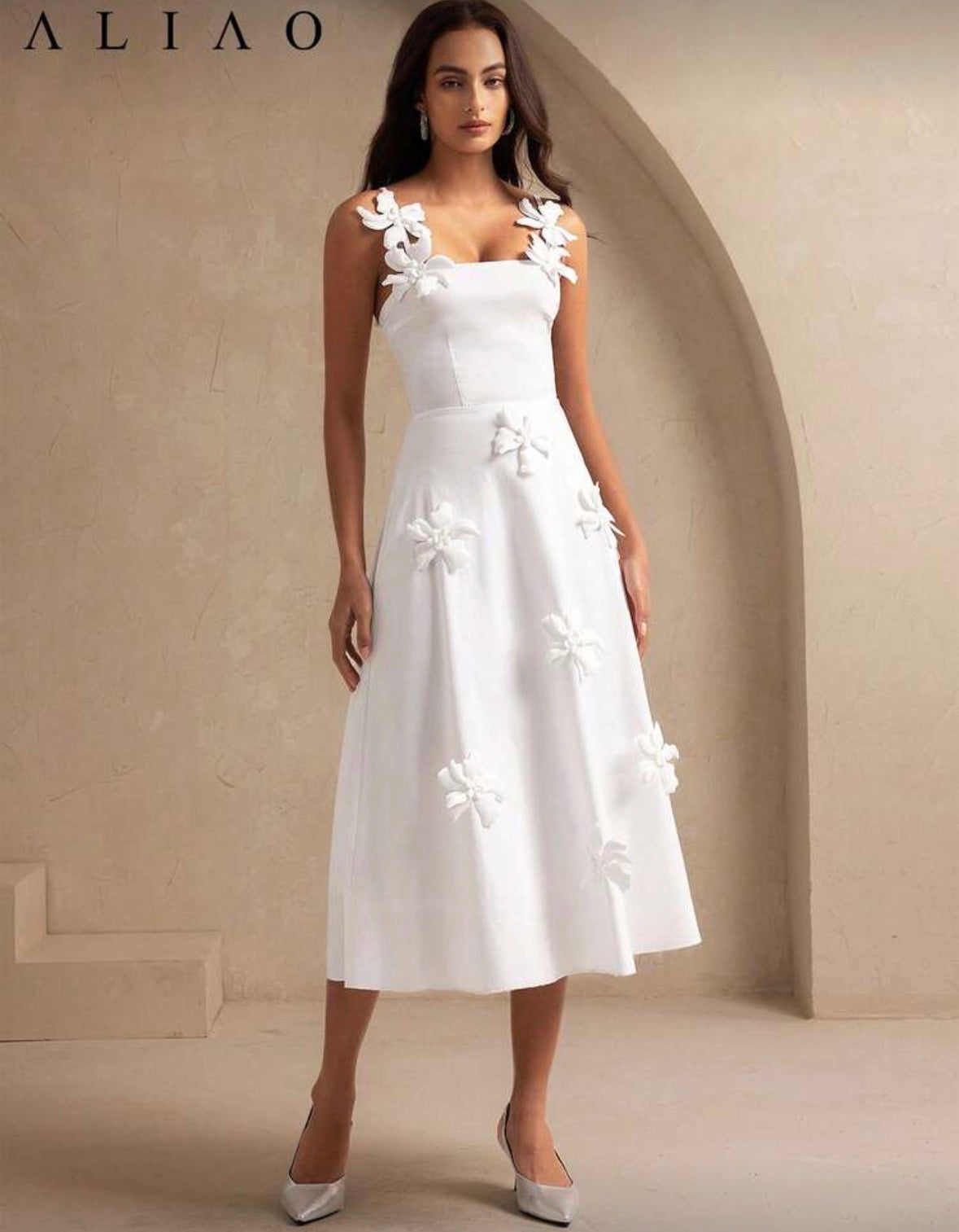 Women’s sling sleeveless brunch outfit wedding elegant dress