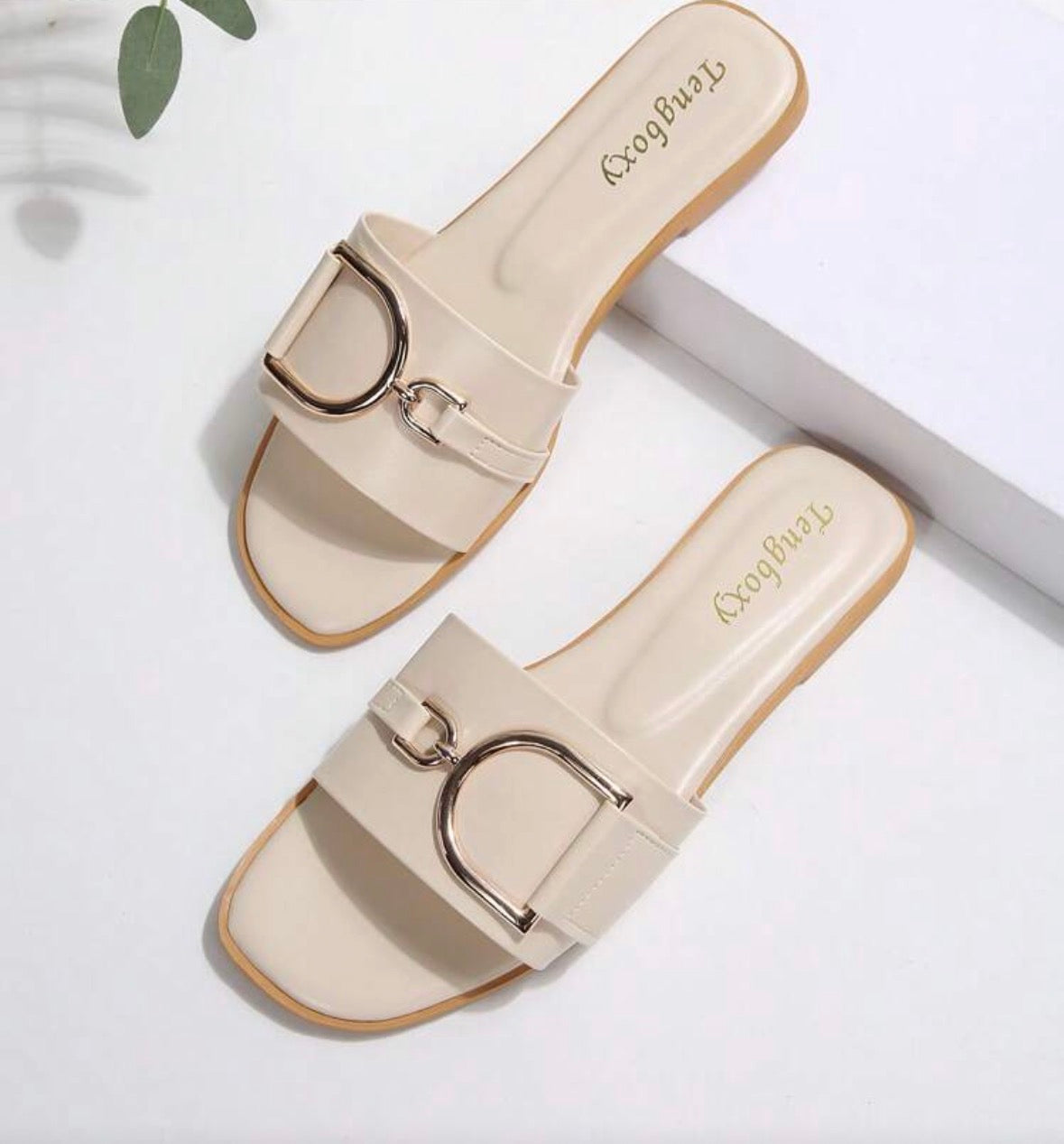 Women's Fashion Flat Sandals With Buckle Decor, Casual Summer Shoes