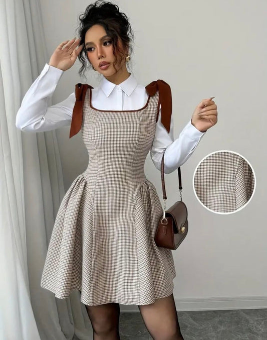 Women’s elegant contrast colour strap dress