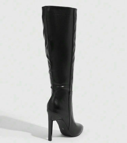 Solid Color Fashion Over-The-Knee Boots, Heels Suitable For Party Outfits